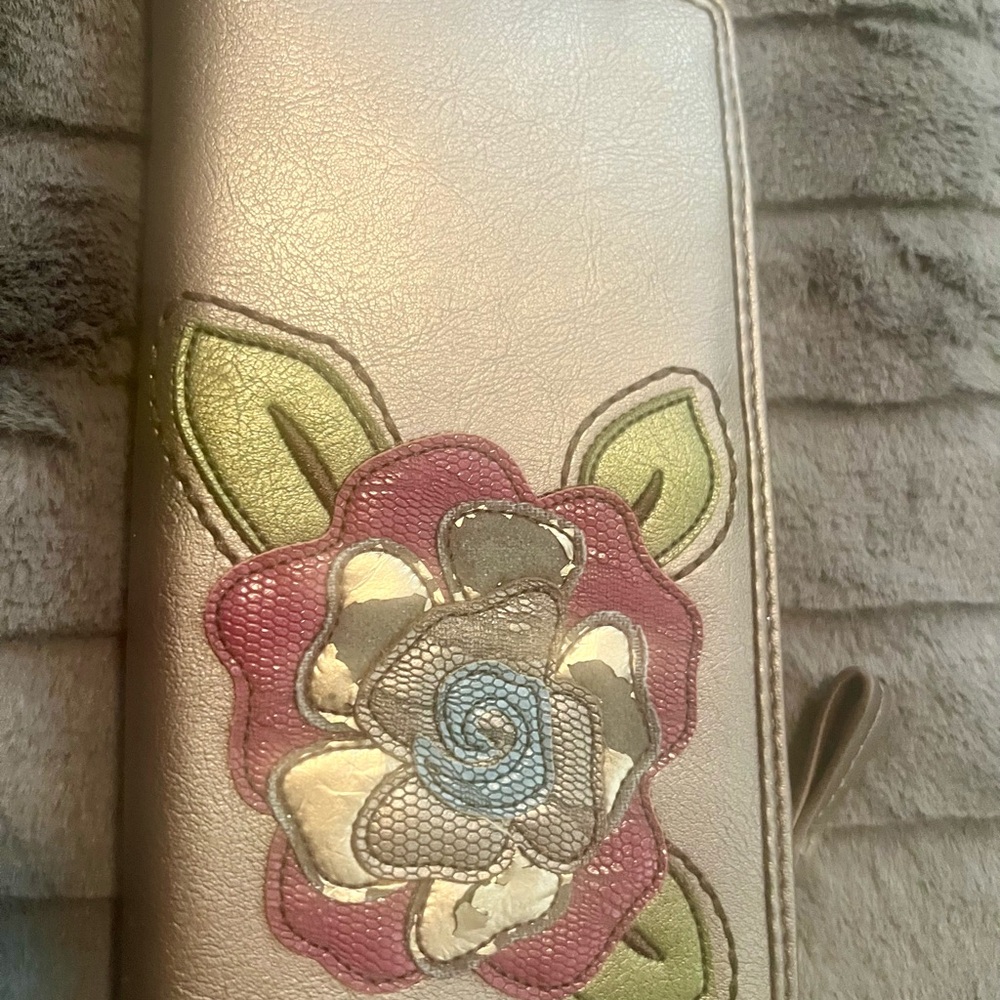Relic Floral Embroidered Wallet - Gold and Multicolor